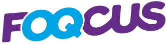 Foqcus Sdn Bhd corporate logo, visualizing data connections and analytical focus.