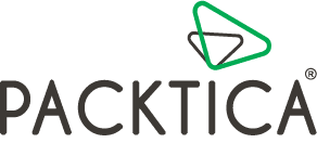 Packtica Sdn Bhd corporate logo, a modern protective shield emblem.